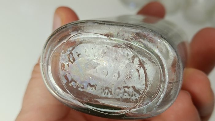 449 - Set of 5 Vintage Clear Glass Cork Top Collectible Decorative Bottles