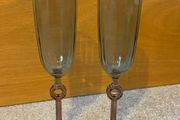 Vintage Smoked Glass Champagne Flutes