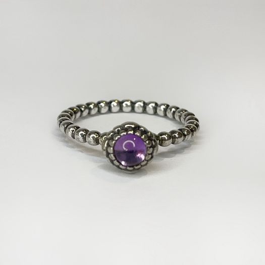 Pandora Sterling Silver Ring with Cabochon Amethyst