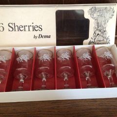 6 Vintage Dema Sherry glasses boxed
