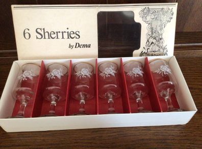 6 Vintage Dema Sherry glasses boxed