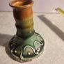 Rare Find Candlestick Holders Ireland Castle Arch Pottery Kilkenny Handmade Studio Art Cobalt browne Green Original Sticker Table Accent. just one Image 6