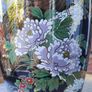 Japanese "Interpur" Ceramic Black Peacock/Floral Vase Image 9