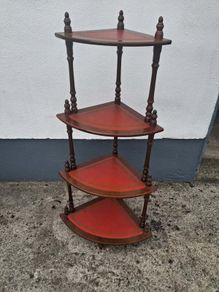 Vintage Mahogany 4-Tier Corner Whatnot Display