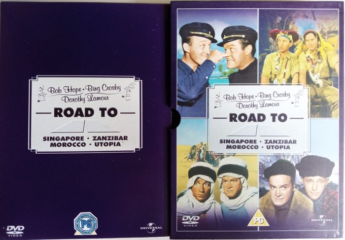 Road To (Singapore, Zanzibar, Morocco, Utopia) Bing Crosby, Dorothy Lamour & Bob Hope (4 Movie Boxset With Artcards) [4xDVD Movies]