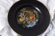 Royal Tara - Collector's Plate - Oriental Style Golden Pheasants , Black With Gold Rim
