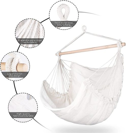 Hanging Chair, Hanging Seat with 2 Removable Cushions, Hammock Chair with Thick Rope, Washable Hanging Swing for Children & Adults, Maximum Load 150 kg for Bedroom in Patio Garden