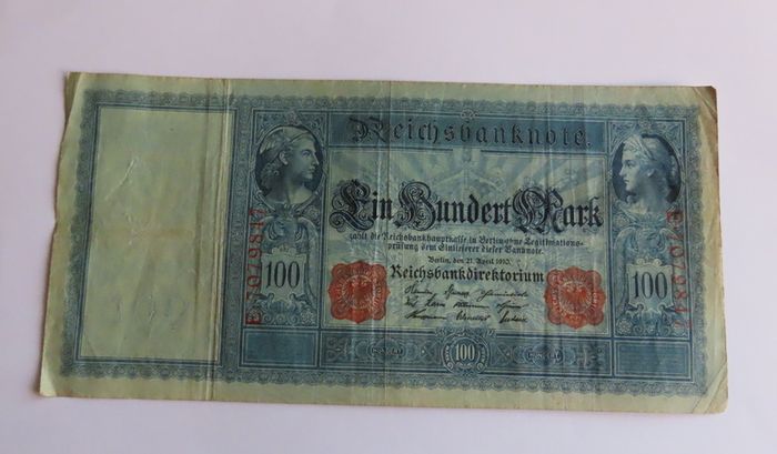 Antique German banknotes & commemorative bank note coins in wood case