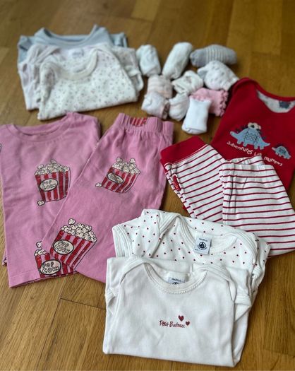 Petit Bateau and Marks & Spencer baby girl clothing bundle