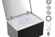 Drop in Ice Chest, 28"L x 20"W x 17"H Stainless Steel Ice Cooler, Commercial Ice Bin with Hinged Cover