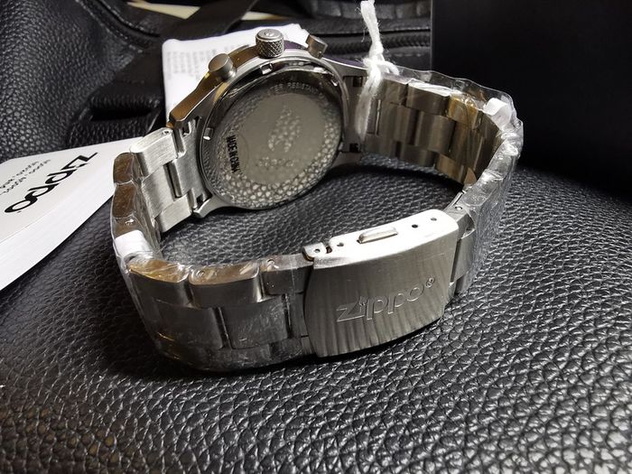 Men's Watch Chronograph ZIPPO 45001 Sports Military Black Analog Dial