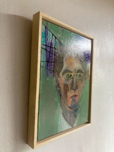Original W.B Yeats William Butler Yeats Portrait in Abstract Painting Framed by Artist