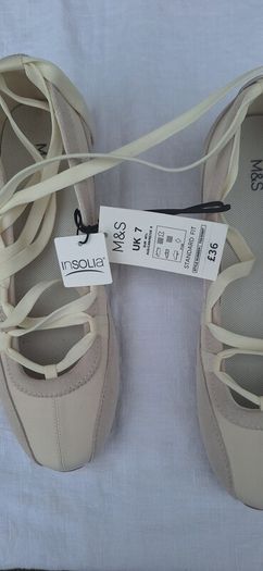 Marks & Spencers White  Ankle Tie Ballet Flat Trainers