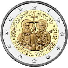 Slovakia 2 Euro Commemorative Coin 2013 - Cyril and Methodius. Uncirculated.