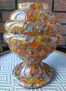 Franz Welz Bohemian Multi Colour Spatter Art Glass Vase