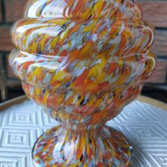 Franz Welz Bohemian Multi Colour Spatter Art Glass Vase