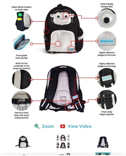 Playzeez backpack monkey