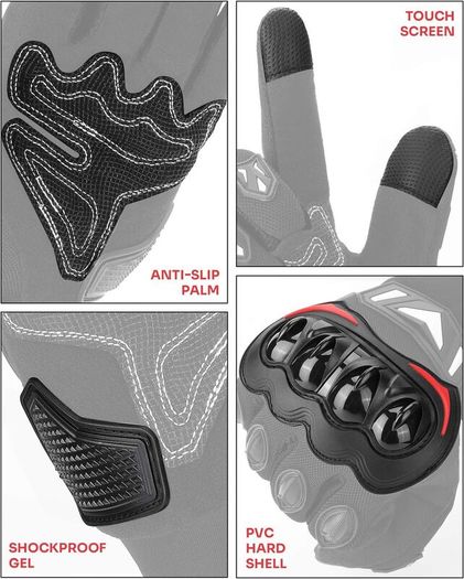 Motorcycle Gloves Men Women, Summer Motorbike Gloves Mens, Touch Screen Breathable Motorbike Gloves for Motocross Racing BMX MTB Cycling