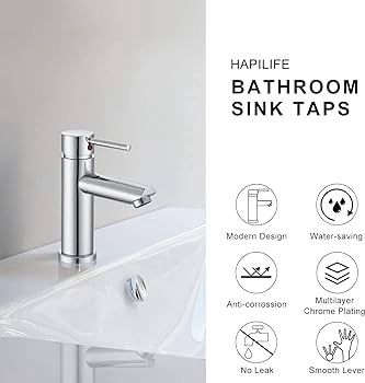 Bathroom Sink Washroom Basin Single Lever Chrome Brass Mixer Tap With Pop Up Waste