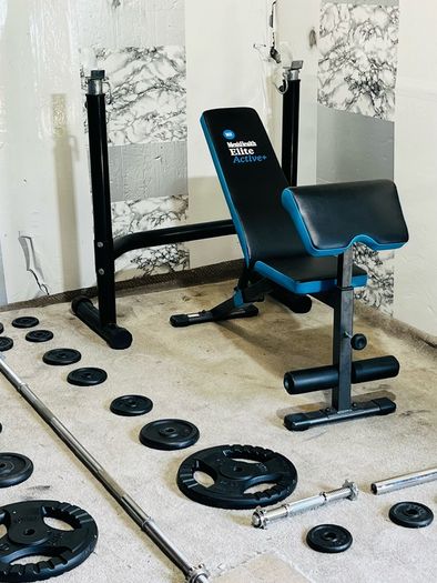 Iron Weights Adjustable Rack Bench Barbell Dumbbells