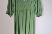 Monsoon green linen mix dress size UK 14