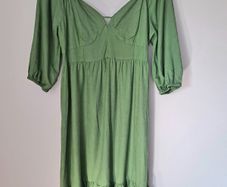 Monsoon green linen mix dress size UK 14