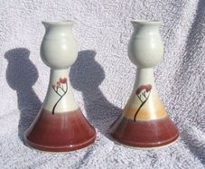 COOL MOUNTAIN POTTERY (Jack O'Pasty, Youghal, County Cork) - a pair of stylish candle holders. PRICE REDUCED