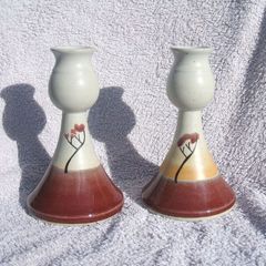 COOL MOUNTAIN POTTERY (Jack O'Pasty, Youghal, County Cork) - a pair of stylish candle holders. PRICE REDUCED