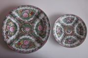 Two Vintage Chinese Porcelain Hand Painted  Famille Rose/Rose Medallion Plate, 10inch and 7 inch Marked  Qianlong Period.
