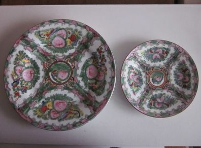 Two Vintage Chinese Porcelain Hand Painted  Famille Rose/Rose Medallion Plate, 10inch and 7 inch Marked  Qianlong Period.