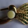 Vintage Monet Gold Plate Crystal Jelly Belly Hummingbird Brooch and Box Image 3