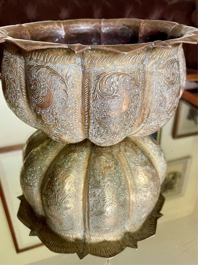Antique Indian brass Planter Pumpkin Lotus Shape