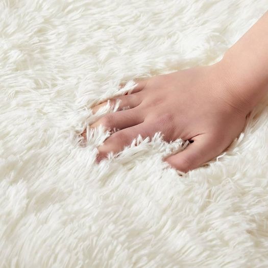 NEW SALE | Rugs Living Room - Modern White Area Rugs for Bedroom Non Slip -Super Soft Fluffy Shaggy Thick Pile Small Rug Non-Shedding Easy To Clean, 50cm x 80cm