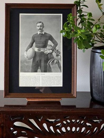 Antique Rugby History Framed Victorian Magazine Portraits Fegan and Field