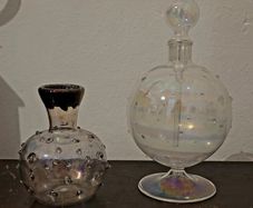 Antique luste glass perfume bottle & vase