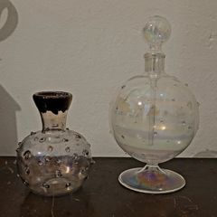 Antique luste glass perfume bottle & vase
