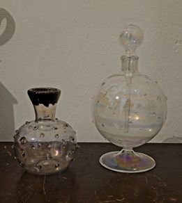 Antique luste glass perfume bottle & vase