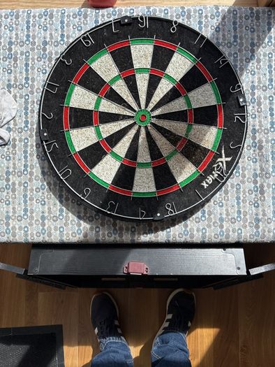 dart board and cabinet