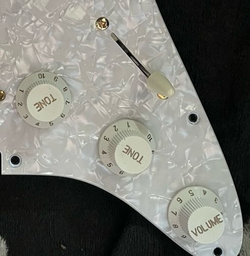 Fender Squier Stratocaster harness wired up to volume pot 2 tone potentiometers