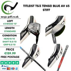 Titleist TSi3 #3 Wood 15 Degree / Tensei Blue Av 65 Stiff