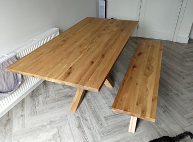 Oak 2M Rectangular Dining Table & Chairs