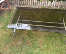 Vintage Smoked Glass and Brushed Aluminium Coffee Table from London Design Centre, 1974