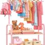 Kids Clothing Rail with 2-Layer Storage Shelf and 2 Adjustable Hanging Rods,Dress Up Rail for Hanging Clothes,Dress up Storage for Baby Toddle Kids(Classic, Pink) Image 2