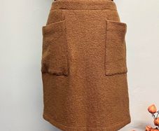 Gallery Brown Wool Blend Skirt With Pockets Size UK 10-12