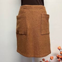 Gallery Brown Wool Blend Skirt With Pockets Size UK 10-12