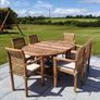 Premium Solid Teak Extending Garden Dining Set 6 Chairs & Cushions Image 2
