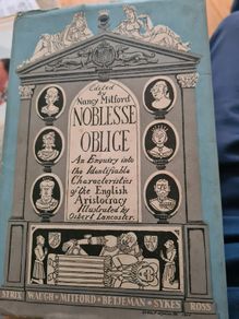 Noblesse Oblice. Edited By Nancy MILFORD.HARDBACK.1.