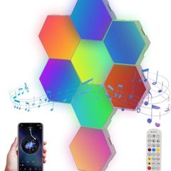 Hexagon Lights - 8 Pack RGB LED Lights, App-Controlled Hexagonal Smart Lighting Panels Sync to Music for Room, Bar, Gaming Setup, Bedroom