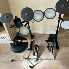 Beginner Electronic Drum Kit Mesh Pads, Stool, Headphones