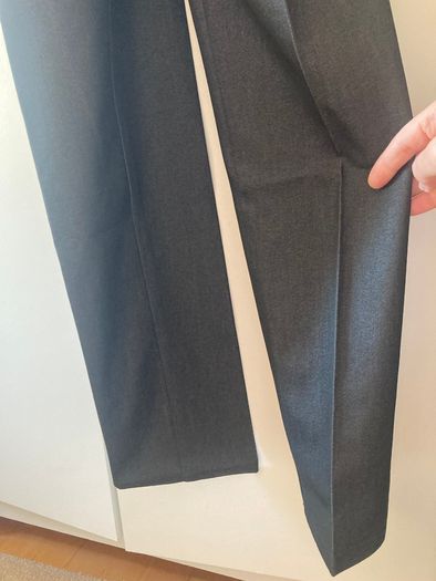dark grey trousers